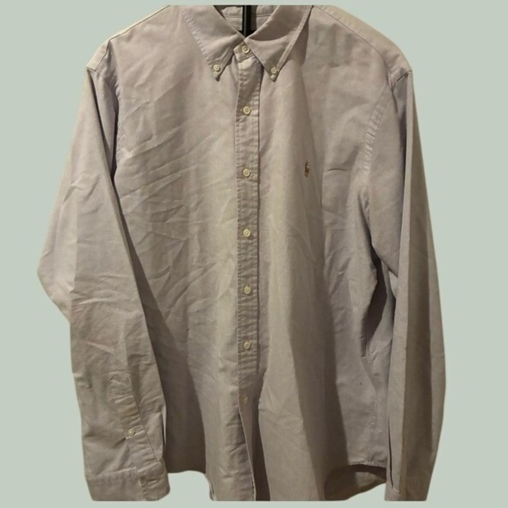 Ralph Lauren Mens XL Oxford Button Down Shirt Light Purple Long Sleeve Pony Logo
